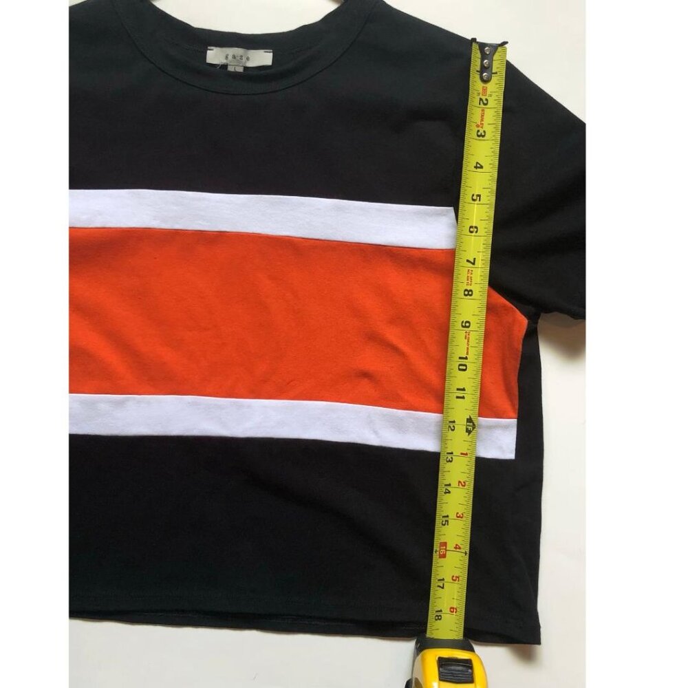 Gaze, Black with Orange & White, Cropped Jersey Top, Size Large - Picture 6 of 6